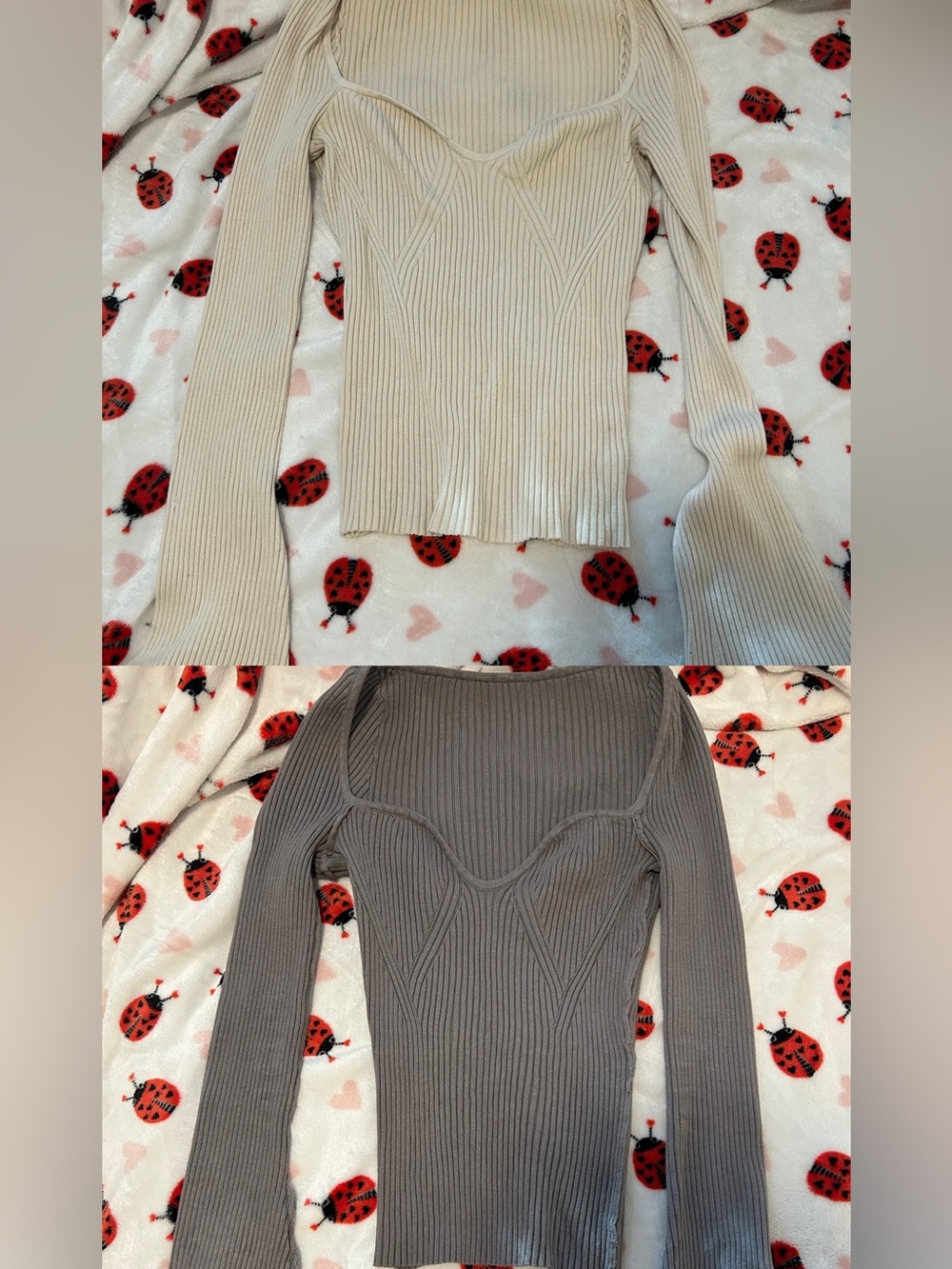 WINNERS basics long sleeve flare tops - white & grey bundle